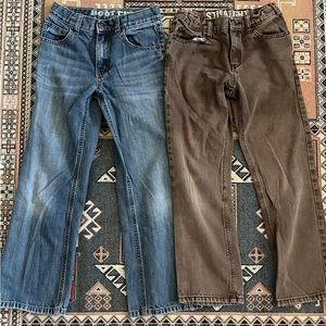 Boys SZ 10 Jeans Brown Blue Denim Pants